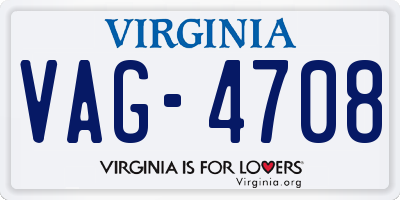 VA license plate VAG4708