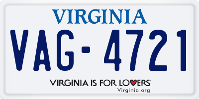 VA license plate VAG4721