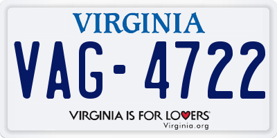 VA license plate VAG4722