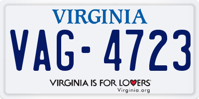 VA license plate VAG4723