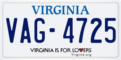 VA license plate VAG4725