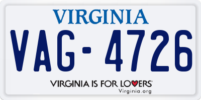 VA license plate VAG4726