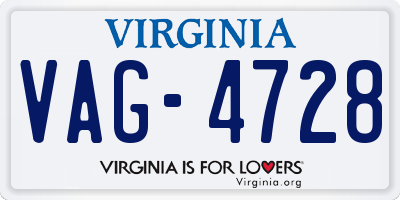 VA license plate VAG4728