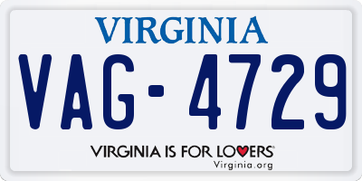 VA license plate VAG4729