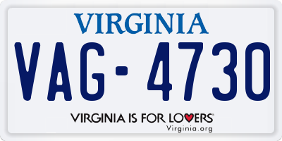 VA license plate VAG4730