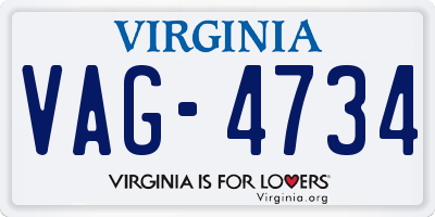 VA license plate VAG4734