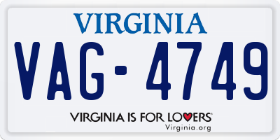 VA license plate VAG4749