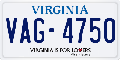 VA license plate VAG4750
