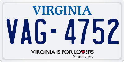 VA license plate VAG4752