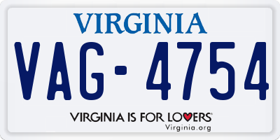 VA license plate VAG4754