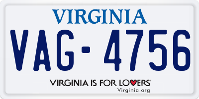 VA license plate VAG4756