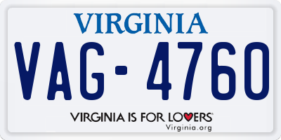 VA license plate VAG4760