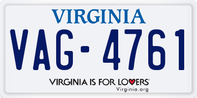 VA license plate VAG4761