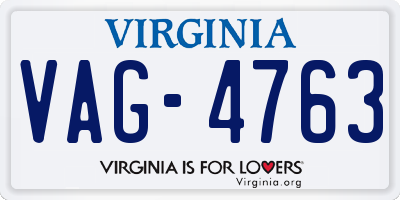 VA license plate VAG4763