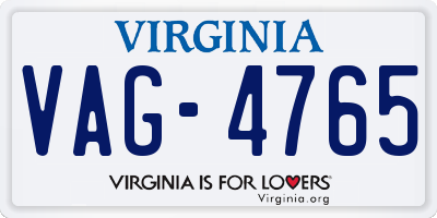 VA license plate VAG4765