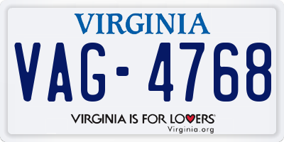 VA license plate VAG4768