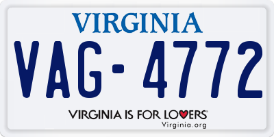 VA license plate VAG4772