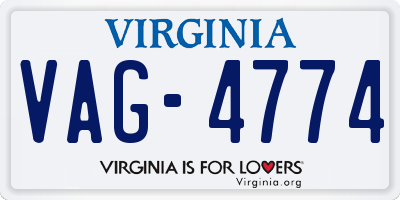VA license plate VAG4774