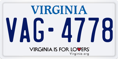 VA license plate VAG4778