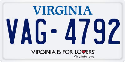 VA license plate VAG4792