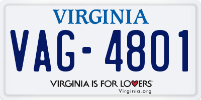 VA license plate VAG4801