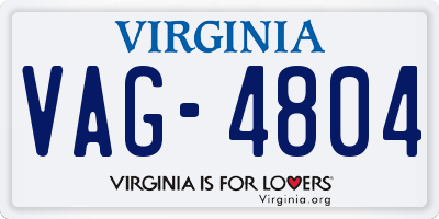 VA license plate VAG4804