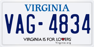 VA license plate VAG4834
