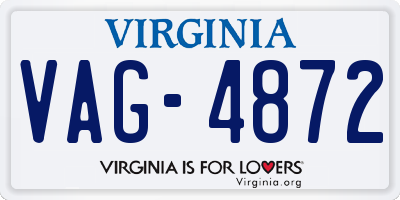 VA license plate VAG4872
