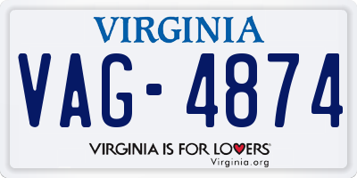 VA license plate VAG4874