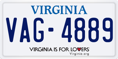 VA license plate VAG4889