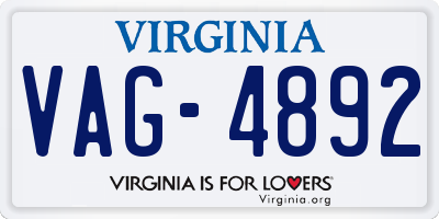 VA license plate VAG4892