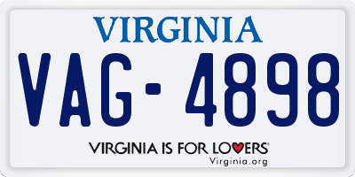 VA license plate VAG4898