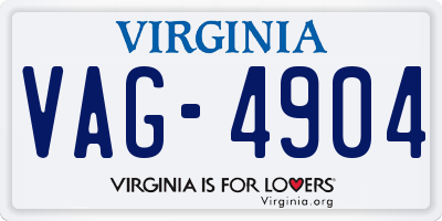 VA license plate VAG4904