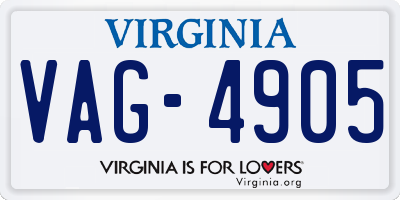 VA license plate VAG4905