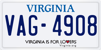 VA license plate VAG4908