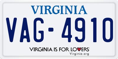 VA license plate VAG4910