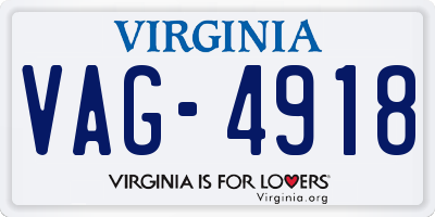 VA license plate VAG4918