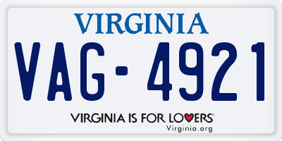 VA license plate VAG4921
