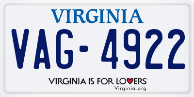 VA license plate VAG4922