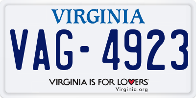 VA license plate VAG4923