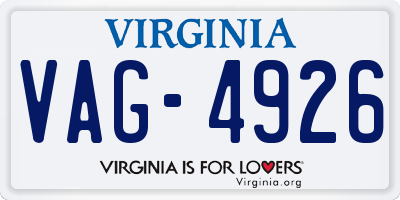 VA license plate VAG4926