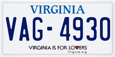VA license plate VAG4930