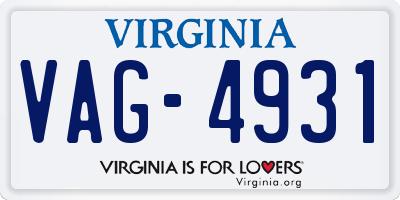 VA license plate VAG4931