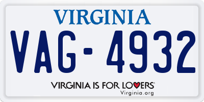 VA license plate VAG4932