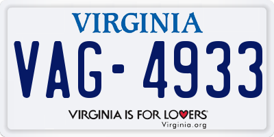 VA license plate VAG4933