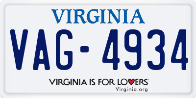 VA license plate VAG4934