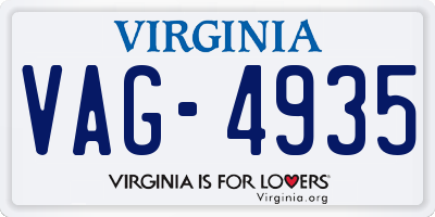 VA license plate VAG4935