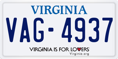 VA license plate VAG4937