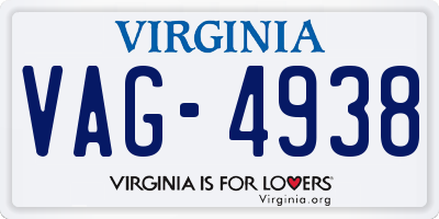 VA license plate VAG4938