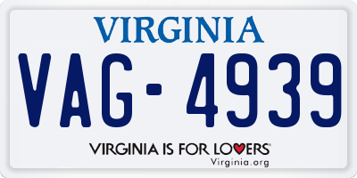 VA license plate VAG4939